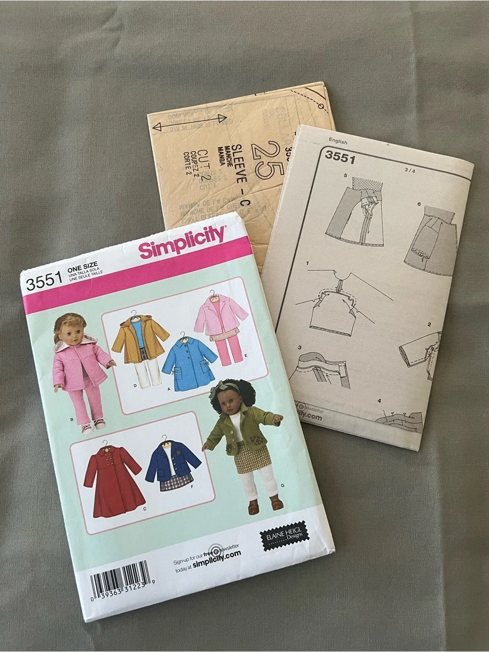 Simplicity Doll Coat & Outfit Pattern 3551 Outerwear for 18” Dolls